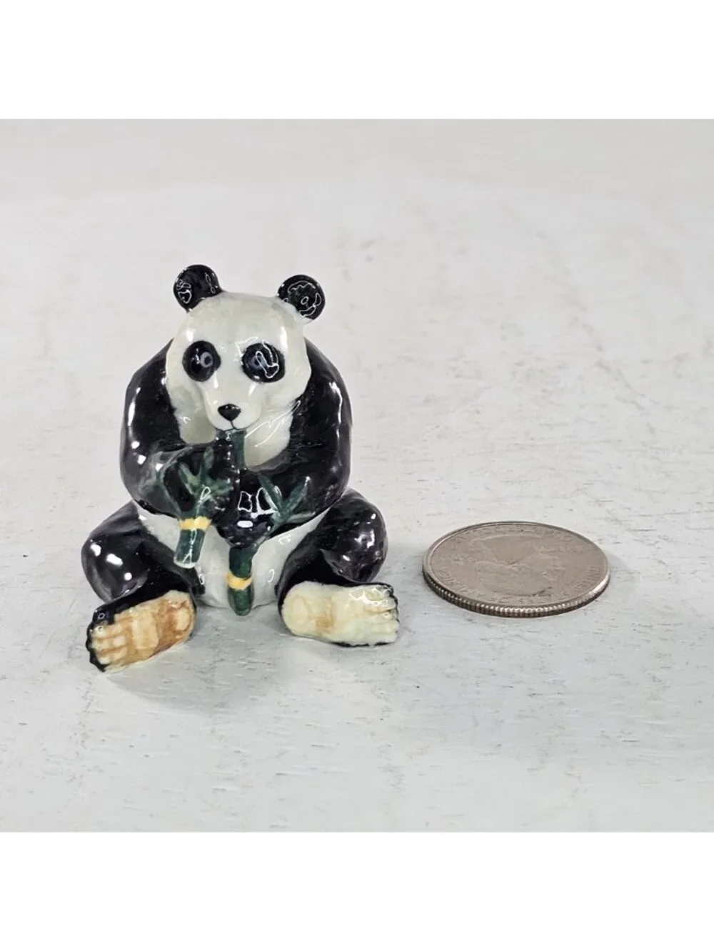 Klima Panda Bear Eating Bamboo Miniature Figurine Porcelain Collectible Sitting